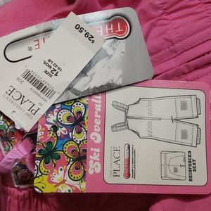 The Children's Place pink baby ski overalls snowbib 12 months